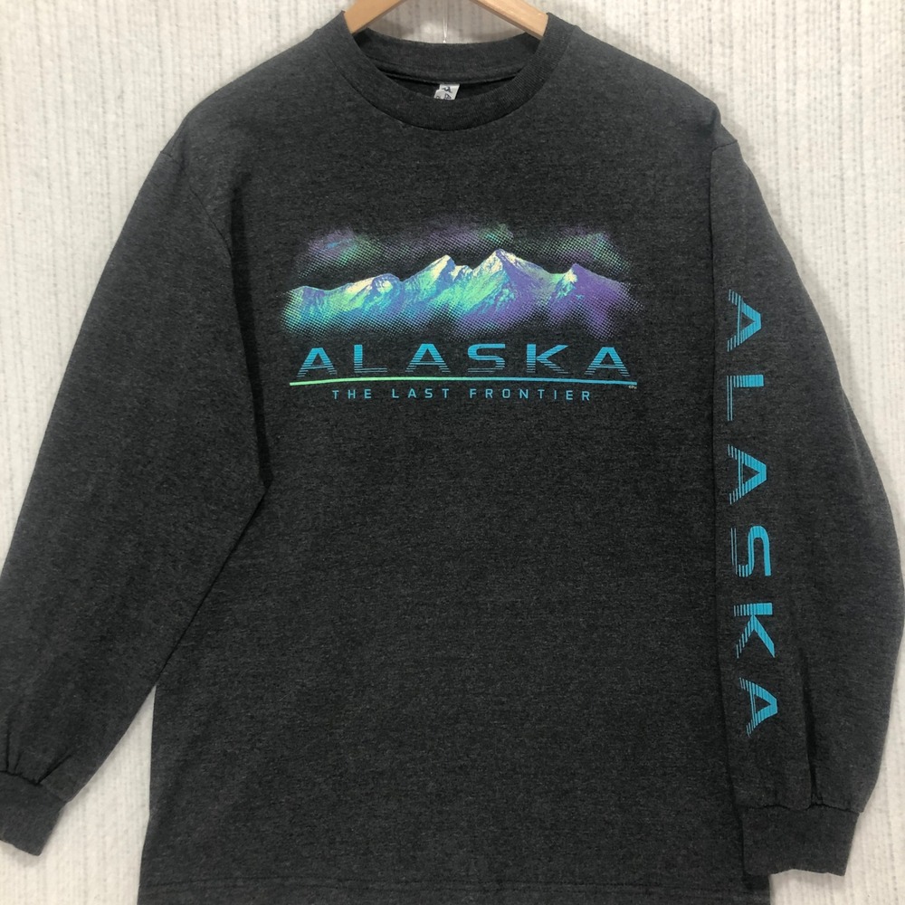 Alaska The Last Frontier Graphic Long Sleeve T-Shirt Alstyle Men's‎ Size Medium